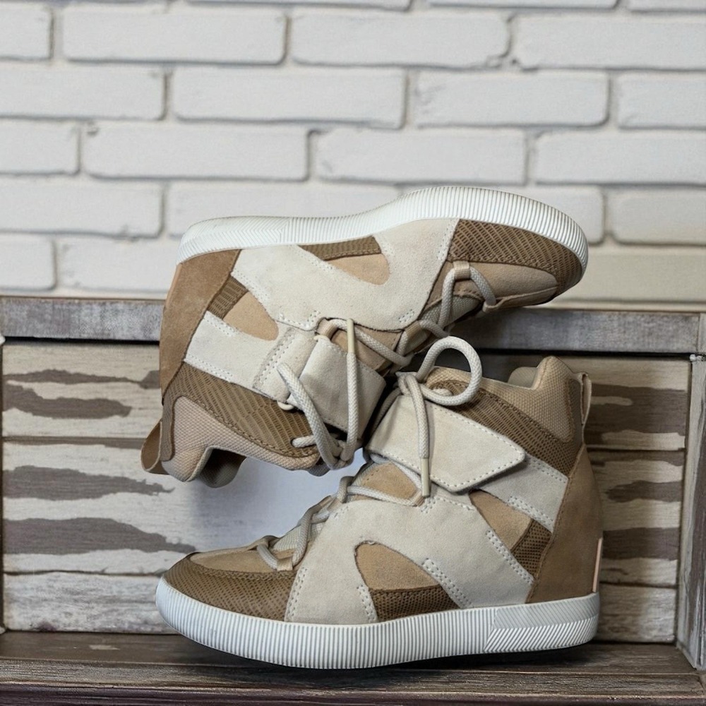 🔥Sorel Out N About❄️ Sport Wedge White🤑 Waterproof Lace‎ Up Booties Womens 7.5
